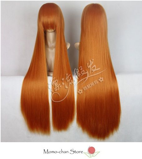 Peruca laranja lisa 100 cm