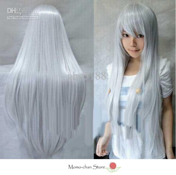 Peruca cinza lisa 100 cm