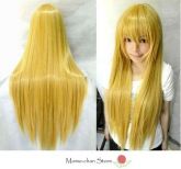 Peruca amarela lisa 100 cm